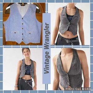 Vintage 70’s Wrangler Wrapid Transit Dusty Blue Corduroy Button Front Vest